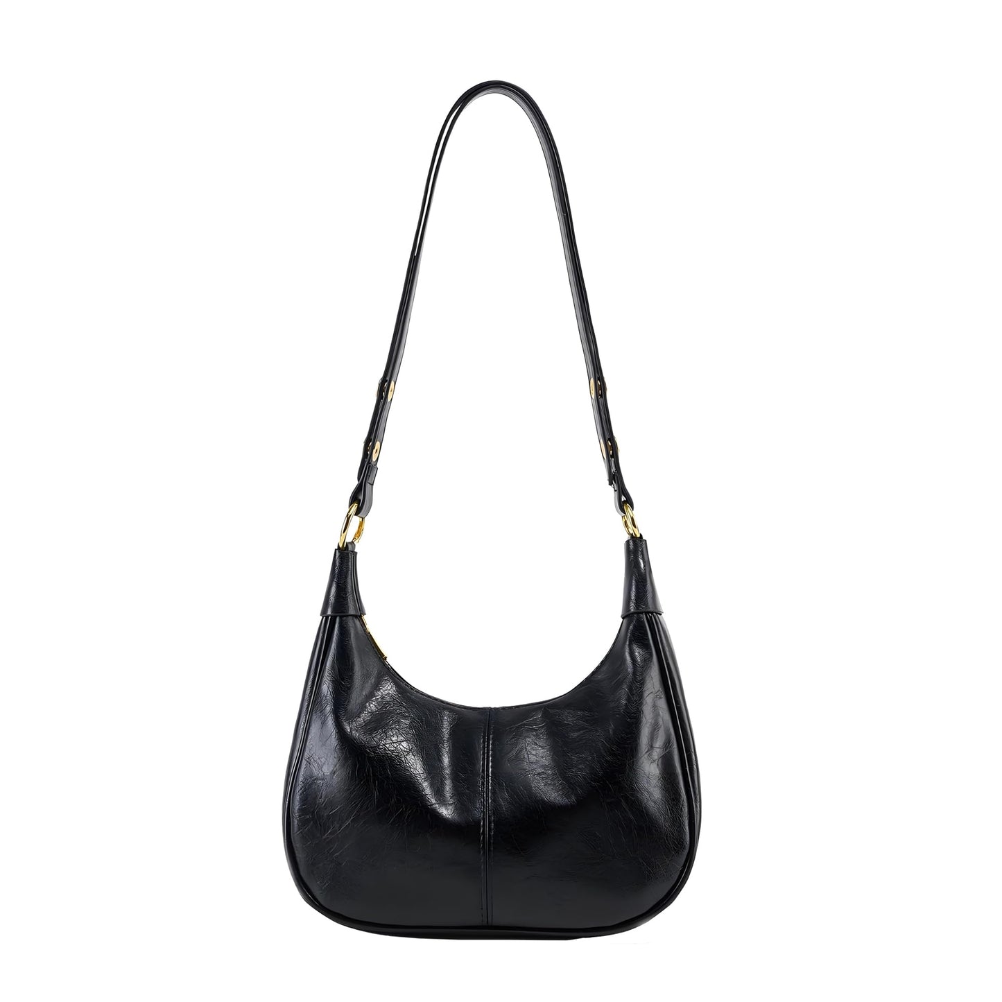 JYG Small Hobo Bags for Women Retro Crescent Black Shoulder Purse Fall Soft Crossbody Handbag 2026