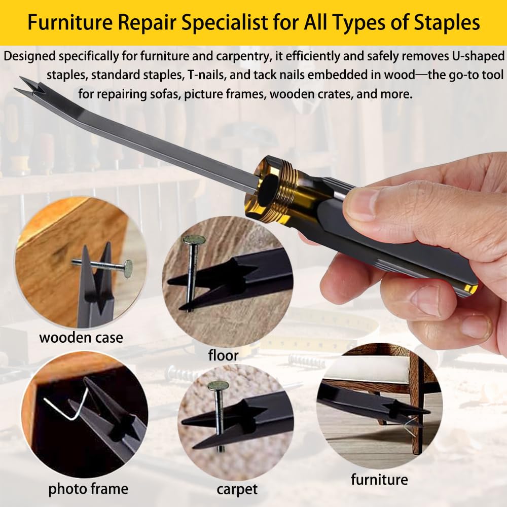 2PCS Staple Remover,Heavy Duty Upholstery Staple removers Puller Removal Tool for Hardwood, Furniture,Construction,Carpet Padding & Window Frames
