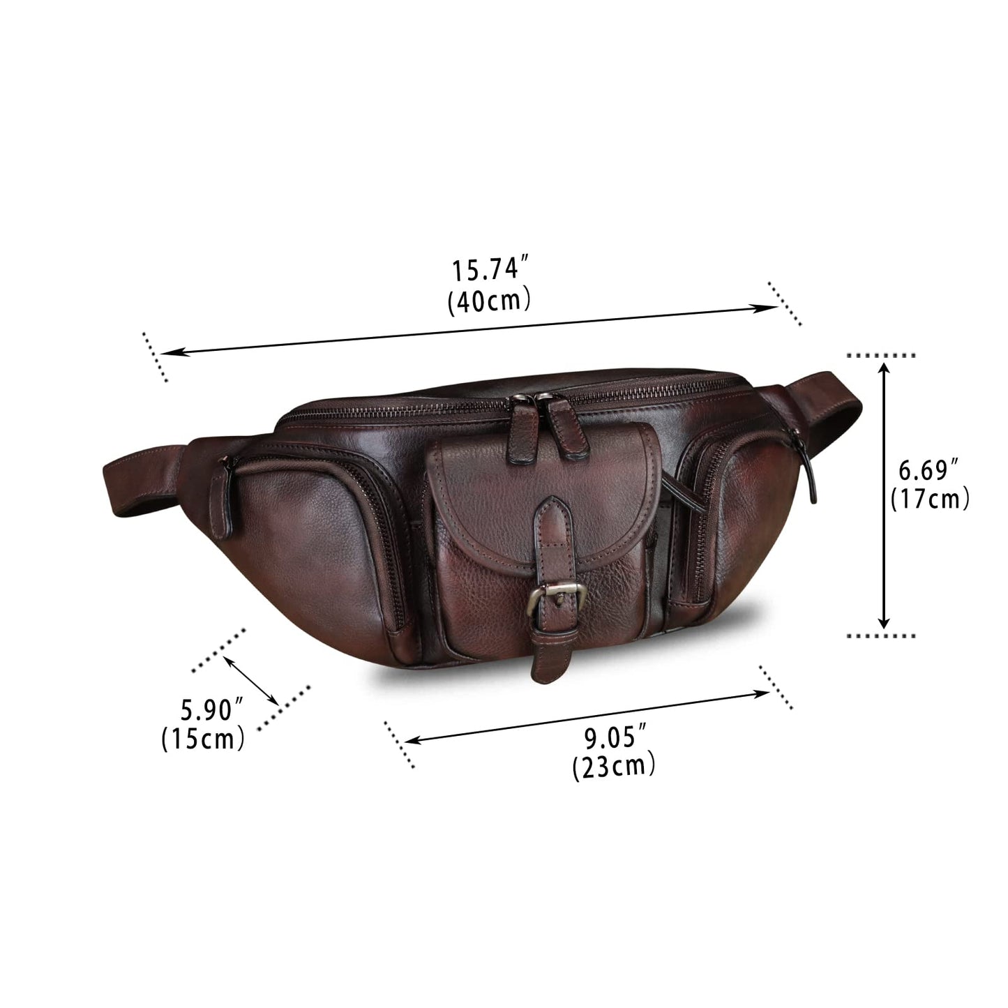 Genuine Leather Fanny Pack for Men and Women Real Leather Sling Bag Crossbody Bag Fashion Waist Bag Chest Purse (Coffee)