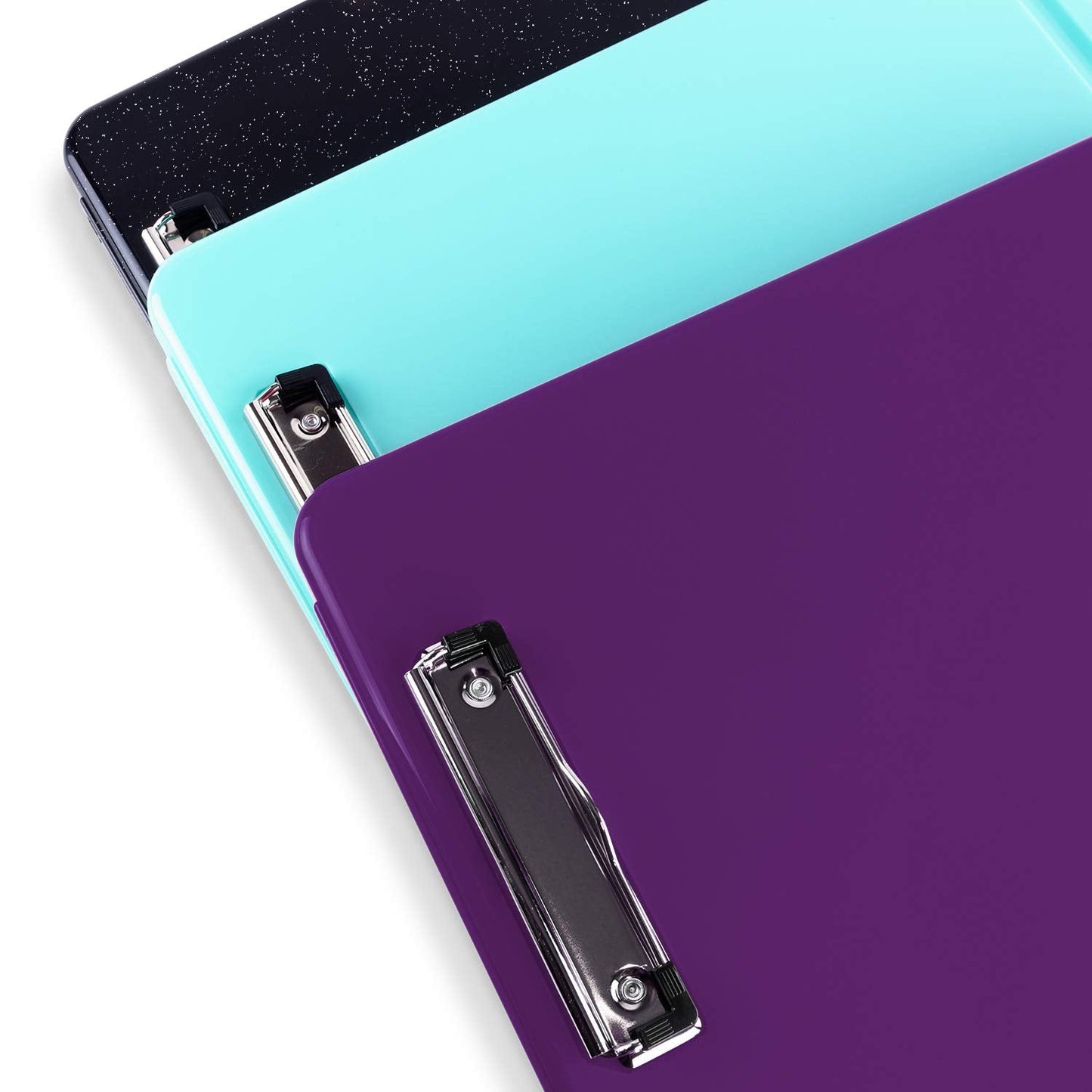 Super Z Outlet Slim Plastic Nursing RN Style Coaches Clipboard with Open Foldable Storage, Classroom Teacher College Size (9.5" x 13.5") (3-Pack (Assorted Alternate))