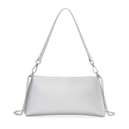 Valleycomfy Women Clutch Purses Ladies Pu Leather Evening Bag Shoulder Bag Handbag for Party/Wedding/Cocktail/Prom/Club, Silver