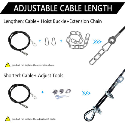 Favuit Fitness Pulley Cable, Gym Replacement Cable, Heavy Duty Steel Wire Rope, Black, 59in