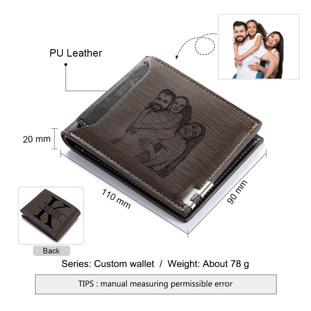 Bijouweled Personalized Mens Wallets - Custom Photo Wallets for Men - Fathers Day, Christmas, Birthday Gifts for Him
