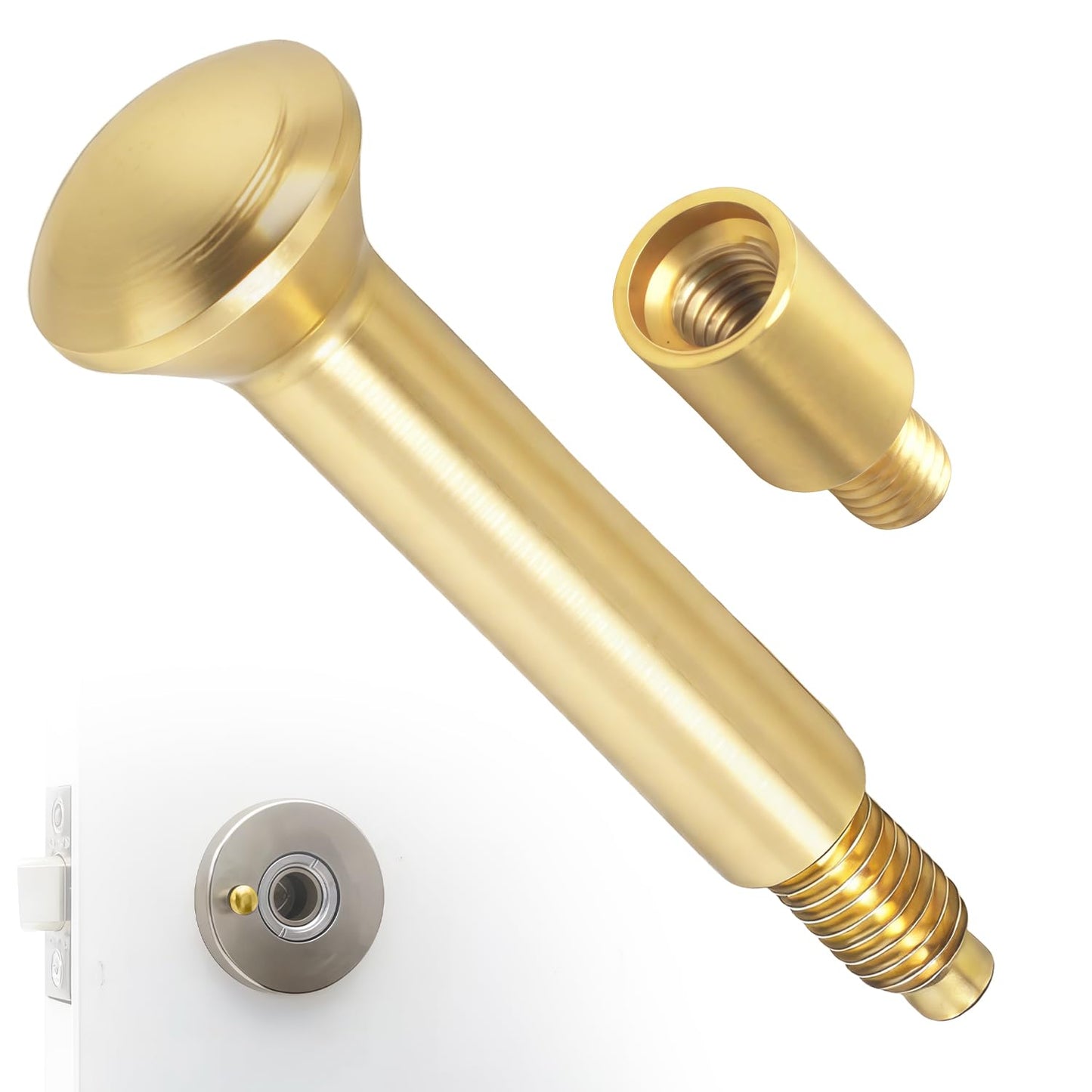 5513.0030 Privacy Pin Replacement Compatible with Baldwin Estate Lever Privacy Latch Door Lock Threaded Push Pin with Coupler Polished Brass 1 Set