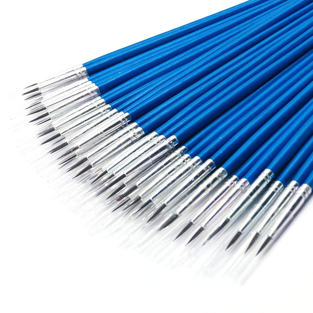 60 Pack Pointed Round Painting Brush,Hand Made Thread Drawing Brush,Detail,Nail Brushes for Detail and Miniature Drawing,Painting,Coloring by Acrylic, Oil and Watercolor (M(#00))