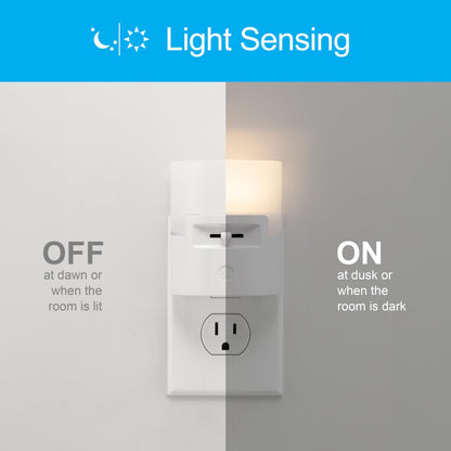 GE Ultrabrite Dimmable Sconce LED Night Light GEPlug-In, Energy Efficient, Dusk-to-Dawn Sensor, Adjustable Brightness, Ideal for Bedroom, Bathroom, Hallway, Nursery, White, 45123, 1 Pack,
