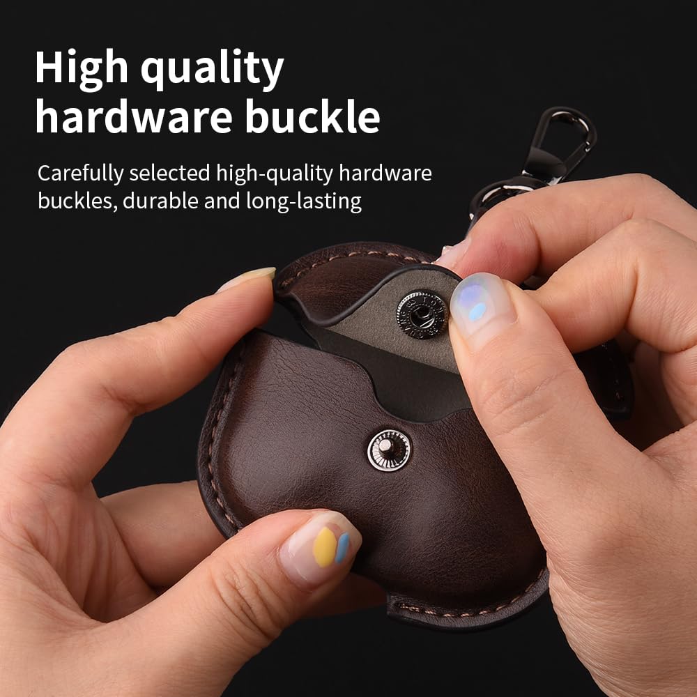 YQGFashbf for Airpods 4 Case Leather with Keychain, Stylish Retro Leather Wireless Charging Protective Headphone Case Cover for Apple Airpods 4th Generation 2024 Front LED Visible (Red)