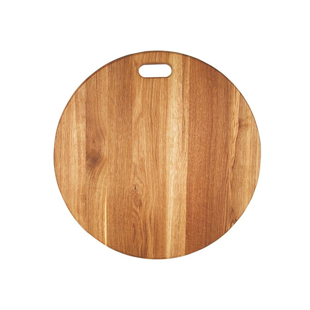 LUX Oak Wood Diameter 19 inches Oversized Charcuterie Board | extra Large Cheese Board | Serving Board With Handle for Serving Cheeses, Meats, Crackers | Unique Gift Round Kitchen Cutting Board