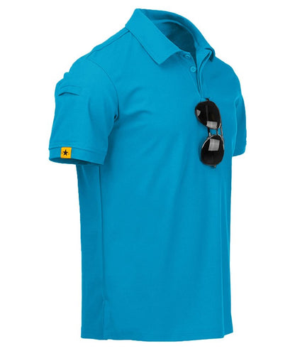ZITY Mens Polo Shirt Short Sleeve Sports Tactical T-Shirt Athletic Golf Polos Daily Casual Stylish Collared Shirts for Men Bluegreen X-Large