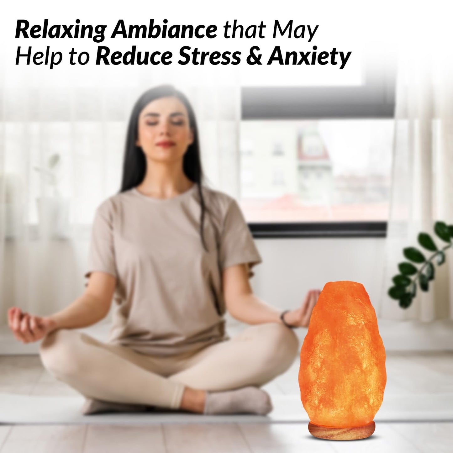 WBM Salt Lamp - USB Himalayan Salt Lamp with Touch Dimmer Control, Natural Pink Crystal, 5-7 lbs, Wooden Base, LED Bulb, Room Decor, Home Decor, Relaxation, Ambiance, Gift
