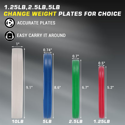 GarveeTech Fractional Bumper Plates 2-Inch - Rubber Coated Weight Plates Set (1.25LB-37.5LB) | Small Change Plates for Olymp Barbell | Home Gym Strength Training & Weightlifting Accessories