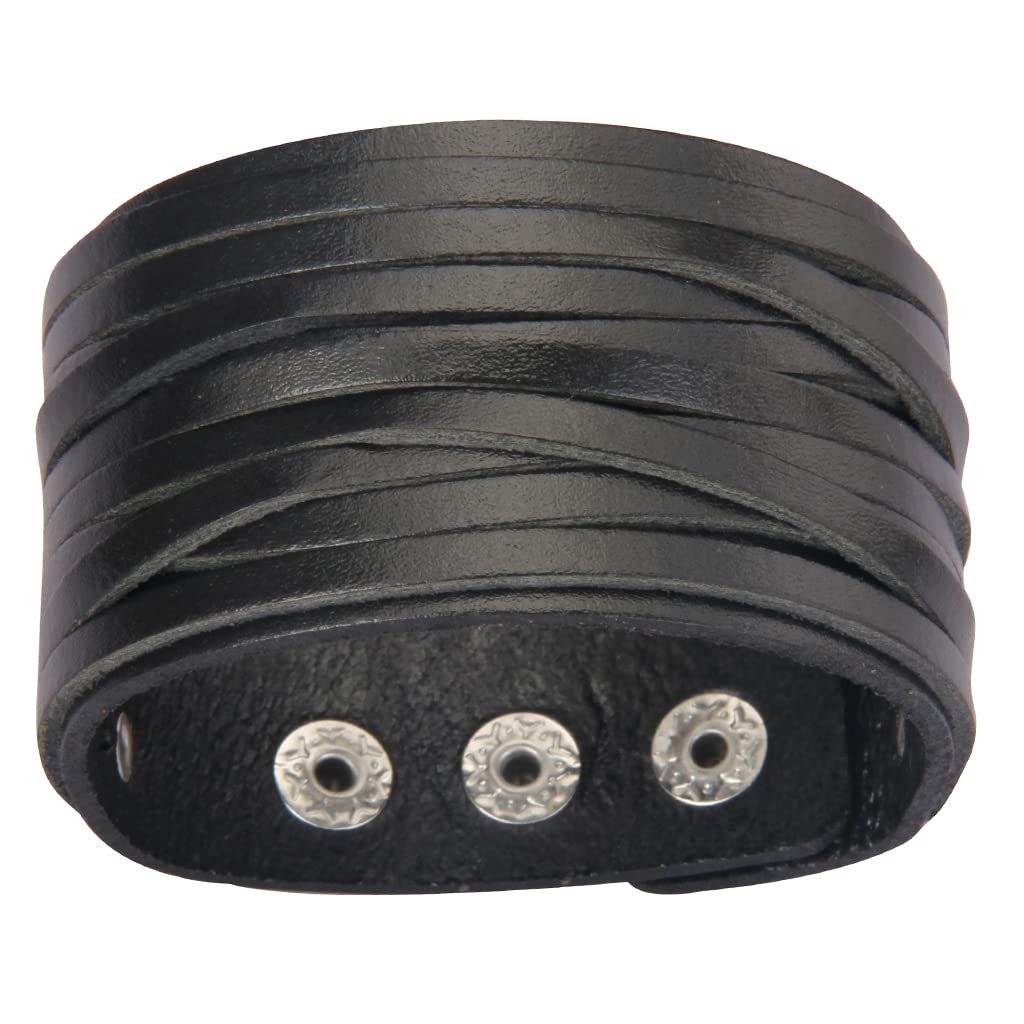 GelConnie Punk Leather Bracelet Cuff Bangle Multi Straps Wristband Adjustable Wrap Bracelets for Men, Women LPB2221-1