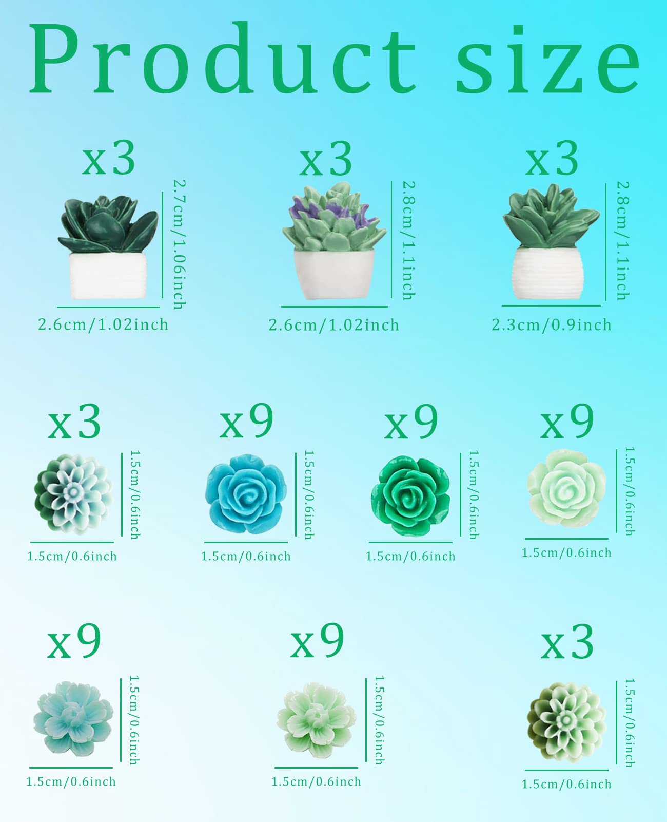 60 PCS Decorative Push Pins Set, Succulent Plants & Flowers Rose Thumb Tack Decorative Cute Push pins for Cork Board Bulletin Board Maps Photos Wall Home Office Classroom Decoration