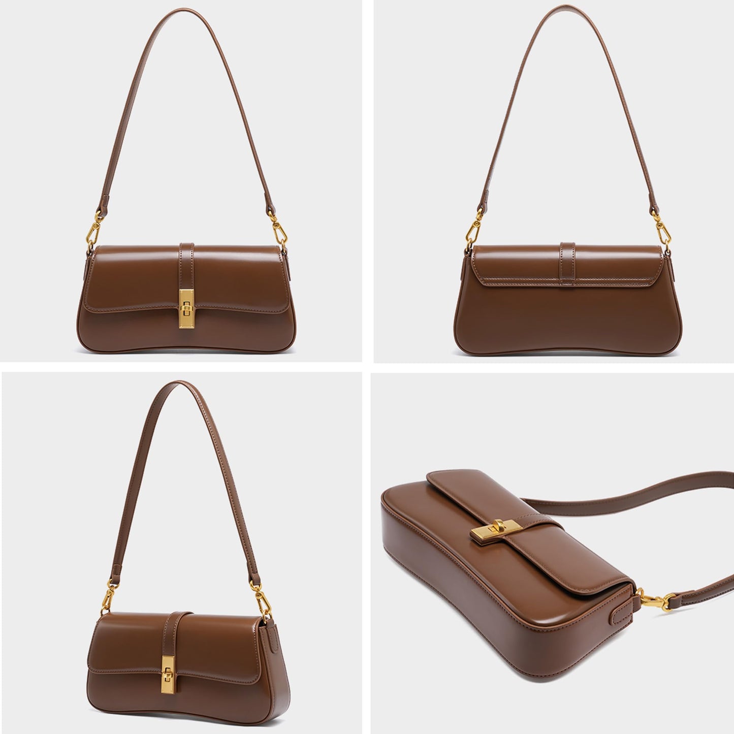 SYMENGR Genuine Leather Evening Bag for Women Elegant Shoulder Bags Crossbody Bag(coffee)