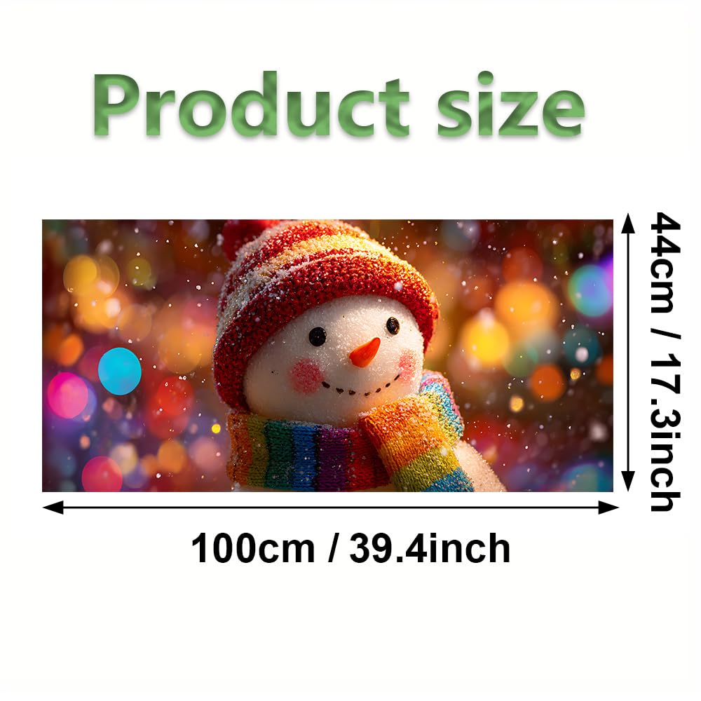 WDESYADMS Window Film 39.4×17.3 Inch PVC Snowman with Rainbow Scarf Winter Lights Pattern Decorative Window Film for Home Privacy Enhancement Seasonal Christmas Window Covering