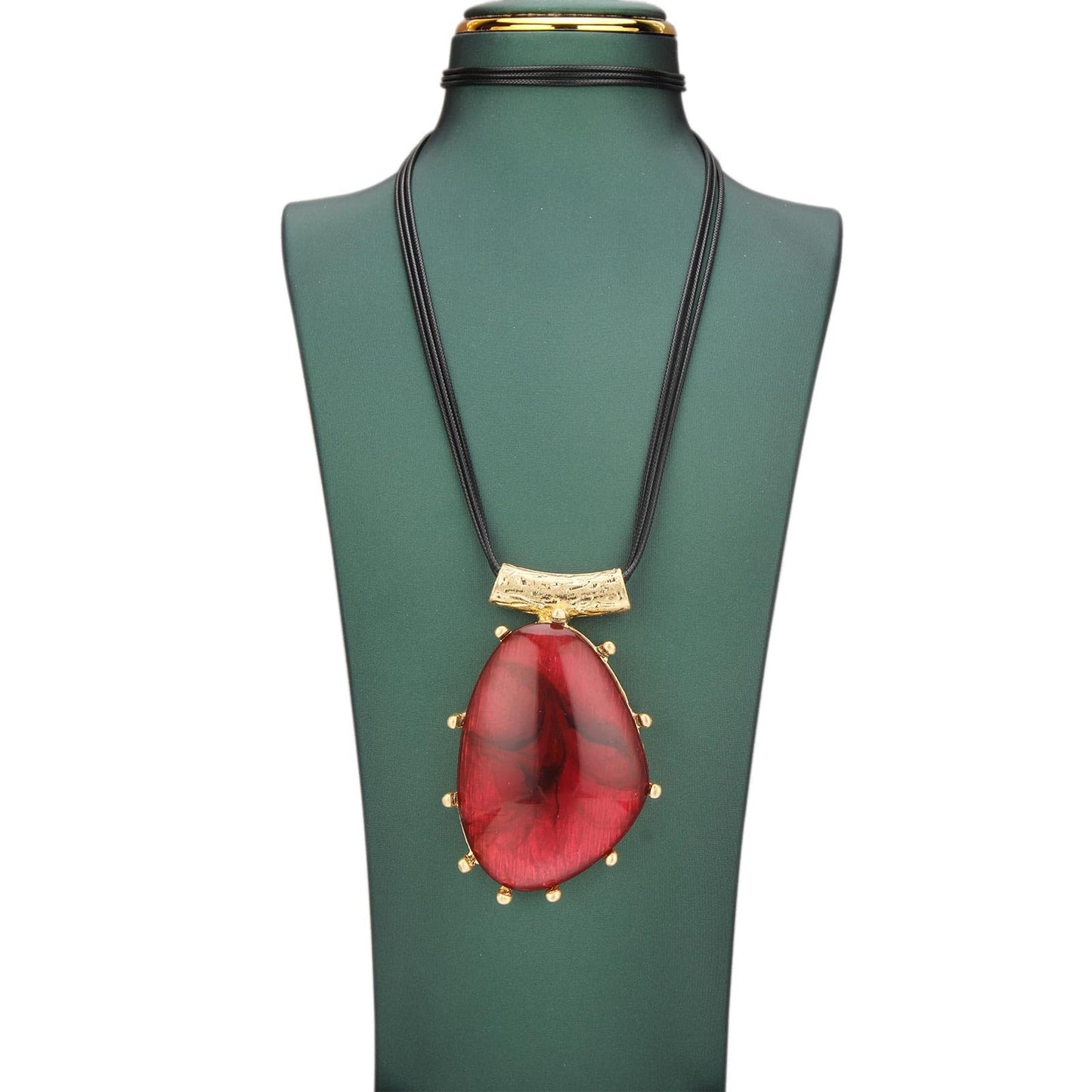 joymiao Big Necklaces for Women Statement Necklace Long Boho Pendant Necklace Bohemian Stone Necklaces Leather Choker Necklace Boho Hippie Jewelry