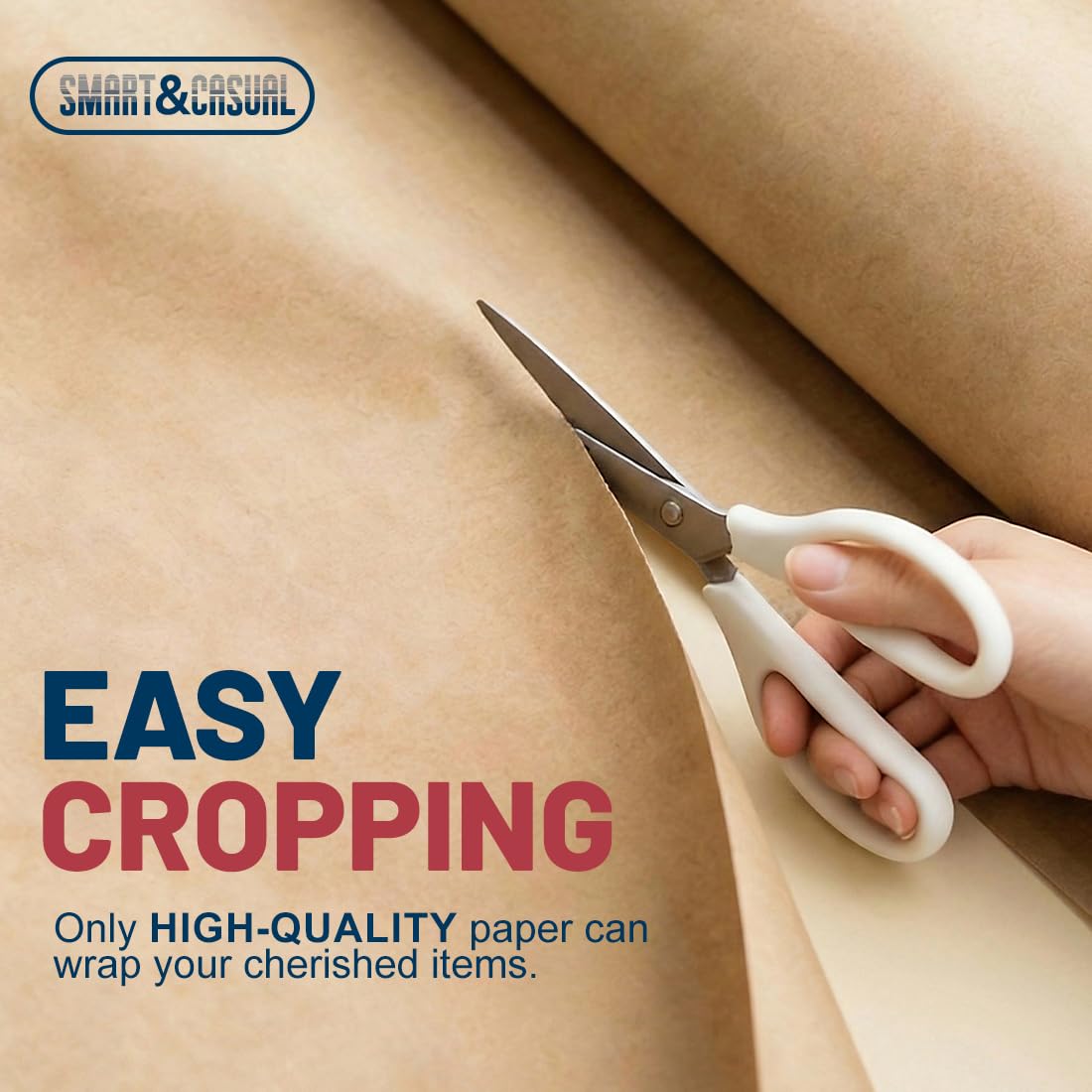 SMART&CASUAL Brown Kraft Paper Roll 36" x 2,160" (180') for Gift Wrapping Bouquet Flower Art Painting Craft Writing Packaging Shipping 70GSM 50LB (Brown, 36" x 180')