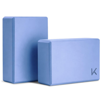 Yoga Block, High Density EVA Foam Blocks for Yoga, Pilates, Meditation, Aid Balance, Support and Deepen Poses - Non-Slip Lightweight Durable(2-Pack-Light blue)
