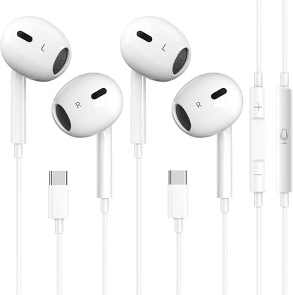 2 Pack-USB C Headphones for iPhone 17/16/15, Type C Earbuds Wired Earbuds with Microphone & Remote Control Noise Cancelling Earphones, Compatible with iPhone 17/16/15 Pro Max, iPad, Most USB C Jack
