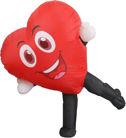 Red Love Heart Inflatable Costume,Fun Air blow up Mascot Suit Halloween Inflatables Costumes Fancy Dress Cosplay