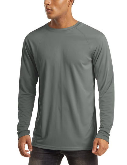 MAGCOMSEN Shirts for Men Long Sleeve Workout Gym Athletic UV Sun Running Fishing Rashguard Hiking Swim SPF 50 Shirts Dark Grey