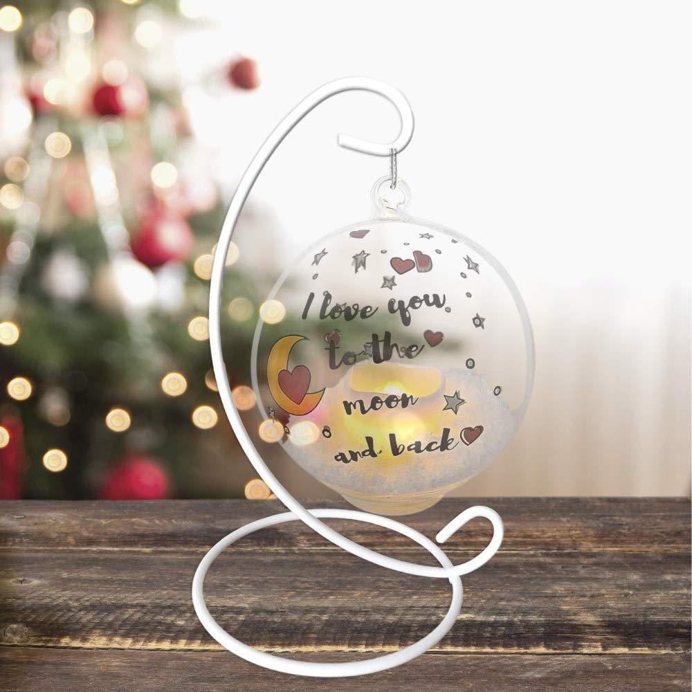 Christmas Ornament Display Stands Set of 3, White Metal 13 Inch Ornament Holders for Tabletop Christmas Decor, Hanging Terrarium, Mini Lantern, Glass Ball, Keepsake Ornament & Holiday Centerpiece Display