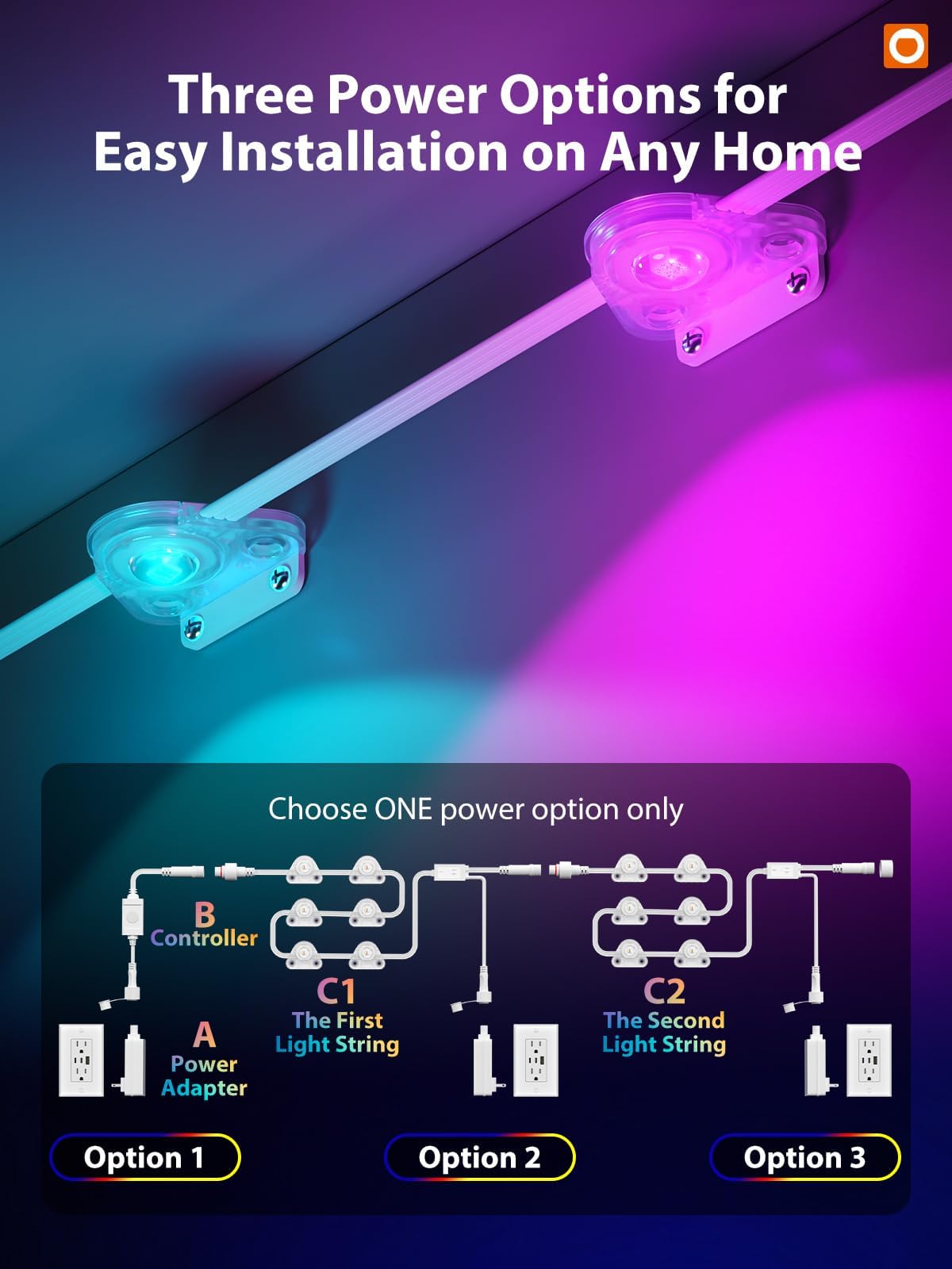 addlon Permanent Outdoor Lights, Smart RGB+IC LED Lights for House & Outdoor Decor, App & Remote Control, Scene Modes, IP67 Waterproof for Christmas, Holiday, Valentine's Day Decorations, 200FT