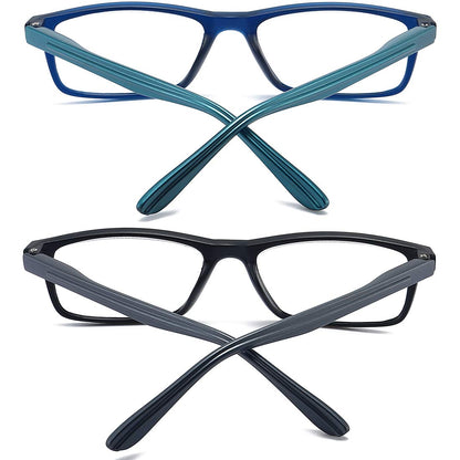 RaoOG Reading Glasses 1.5 Blue Light Blocking for Men Women,Rectangular Frame Computer Readers with Spring Hinge,Anti Eyestrain/UV Ray Flexible Eyeglasses (2-Pack/Case)