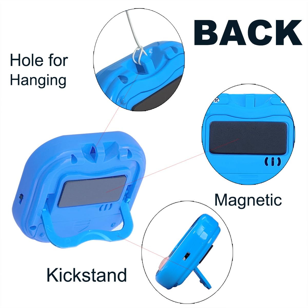 Timers, BESTWYA Magnetic Timer with Clear LCD Screen 3 Big Buttons On/Off Switch Count Up and Down Function for Kitchen,Study,Work,Exercise Training,Outdoor Activities (6,6 Colors)