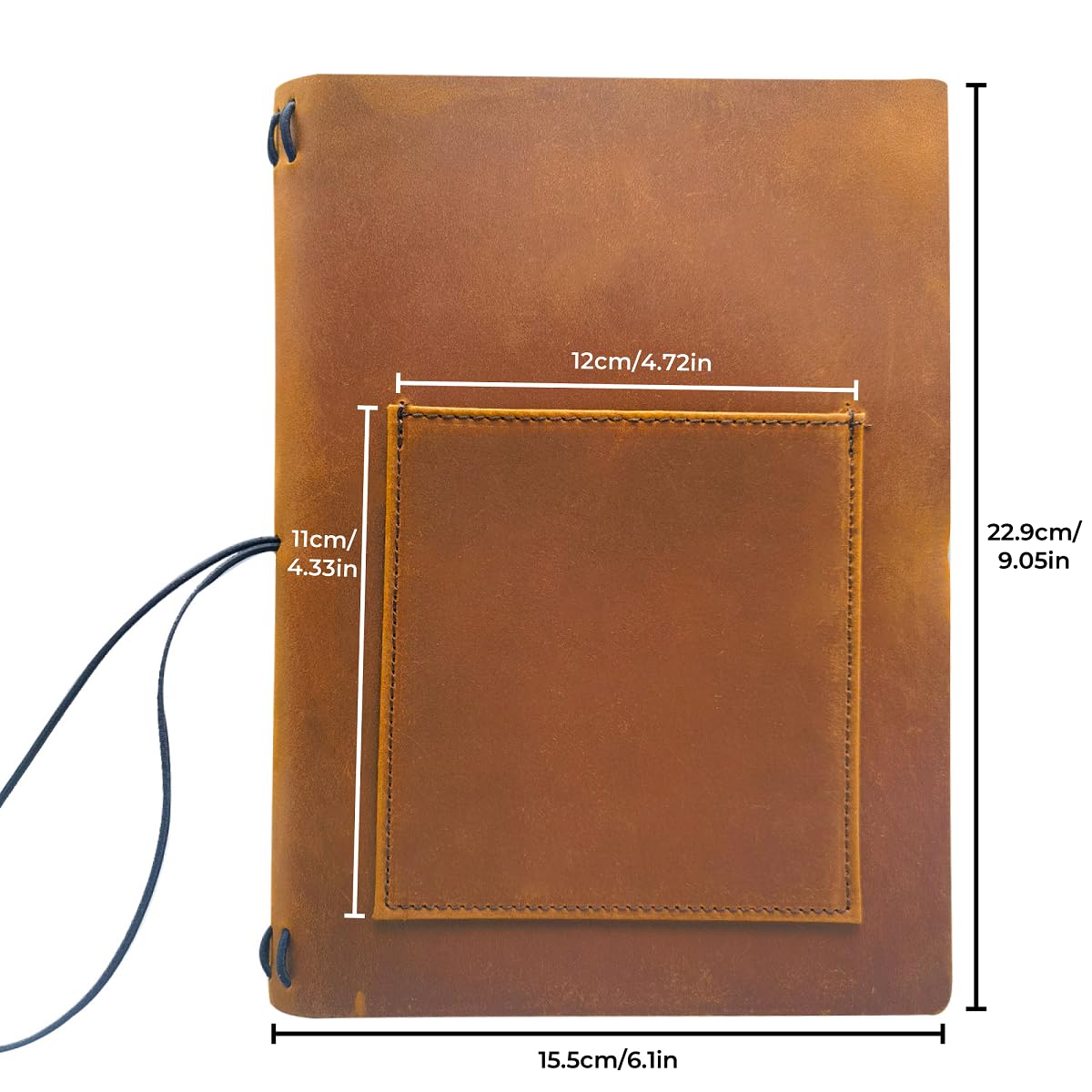KISSKI A5 Journal Cover for Men, Small Leather Travel Planner Organizer Cover with Phone/Pen Pocket, Travelers Notebook Cover Case for 5.5 x 8.5 Inserts Writing Paper/Note, Gift for Women, Brown