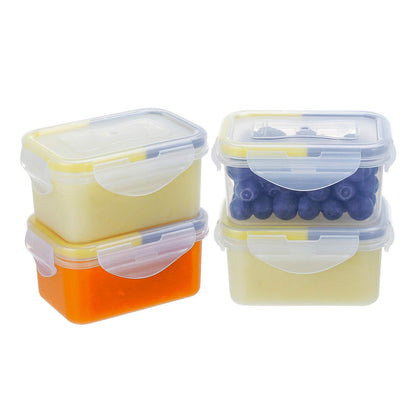 KIGI 4 PACK 6OZ Small Plastic Food Storage Container Set Portion Control Mini Bento Box Leaf-proof To-go Container with Lids
