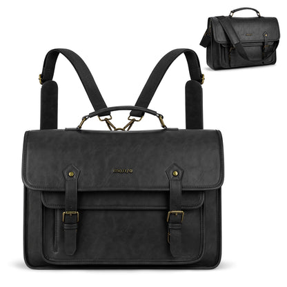 MOSISO 3 in 1 Laptop Bag, 15.6 inch PU Leather Shoulder Bag Briefcase Messenger Satchel Laptop Backpack, 15-16 inch Computer Bags Handbag Bookbag, Black