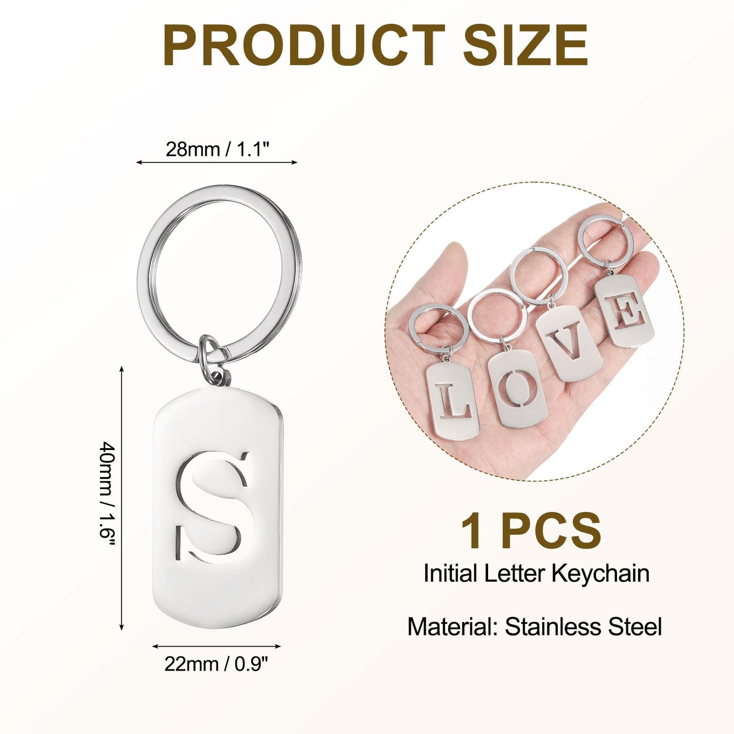 PATIKIL Initial Letter Key Chain, A-Z KeyChain DIY Pendant Key Ring A-Z Charm Alphabet Keyring Bag Backpack Decor for Keys Purse Party Gifts Favors, Silver (Letter S)