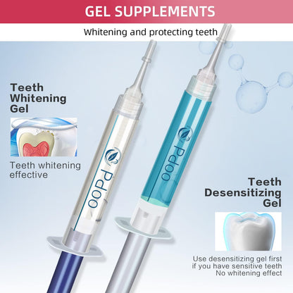 Pdoo Teeth Whitening Kit with LED Light for Sensitive Teeth, Fast Results for Brightening at Home, Teeth Whitening Gel Helps Remove All Kinds of Stains
