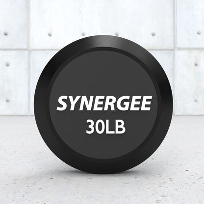 Synergee Fixed 30LB Barbell - Pre Weighted Straight Steel Bar with Rubber Weights - Fixed Weight