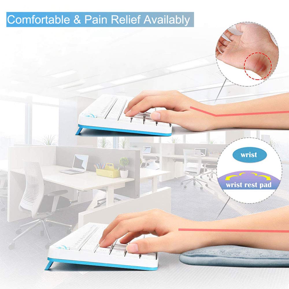 AUHOKY 2 Sets Ergonomic Computer Wrist Pad - Long & Short Size Combination Keyboard Rest Elbow Support Mat for Office, Desktop, Working, Gaming - Memory Foam Relieve Elbow Pain (Gray)