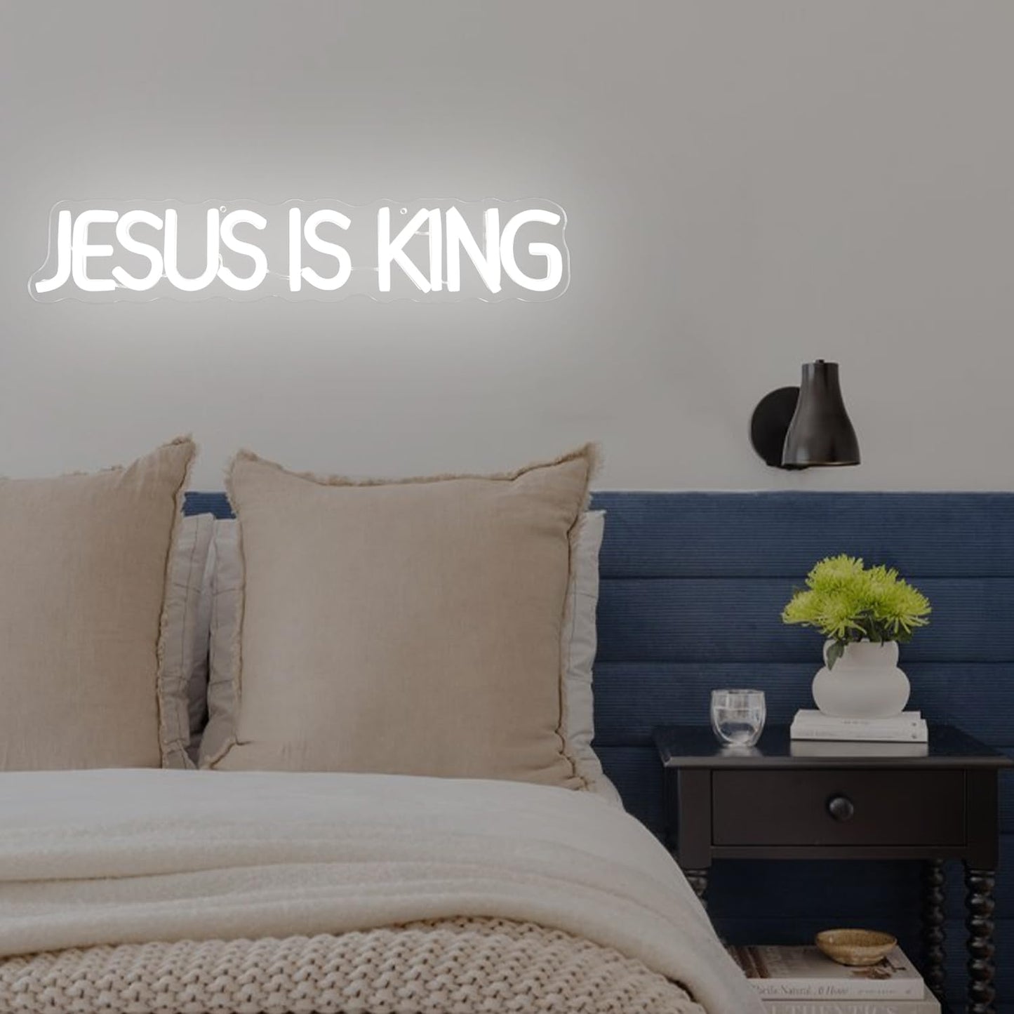 Vveikea Jesus Is King Neon Sign Jesus Led Sign Dimmable Christ Is King Neon Light Sign Easter Lights God Light Up Sign for Christian Wall Decor Easter Christmas Gifts