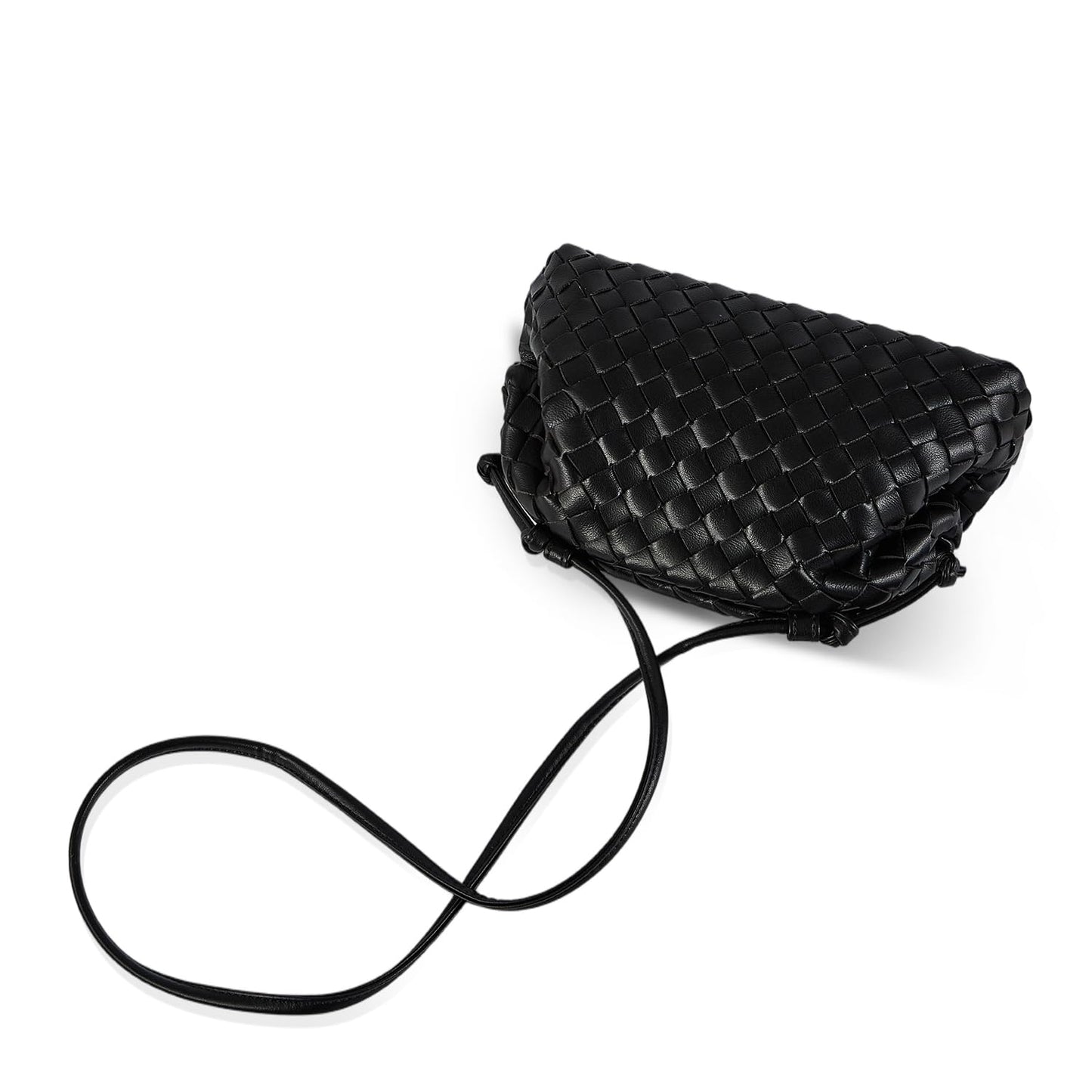 Huralona Dressy Pleated Vegan Leather Clutch Purse Woven Soft Cloud Dumpling Clutch Bag for Women PU Evening Purse Handbag (Black)