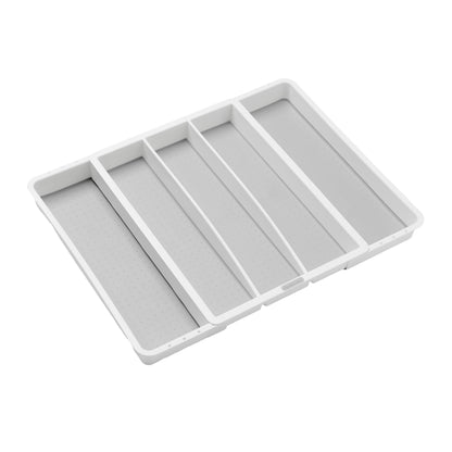 madesmart Classic Large Utensil Tray, Soft Grip, Non-Slip Kitchen Drawer Organizer, 3 Compartments, Multi-Purpose Home Organization, BPA Free, White
