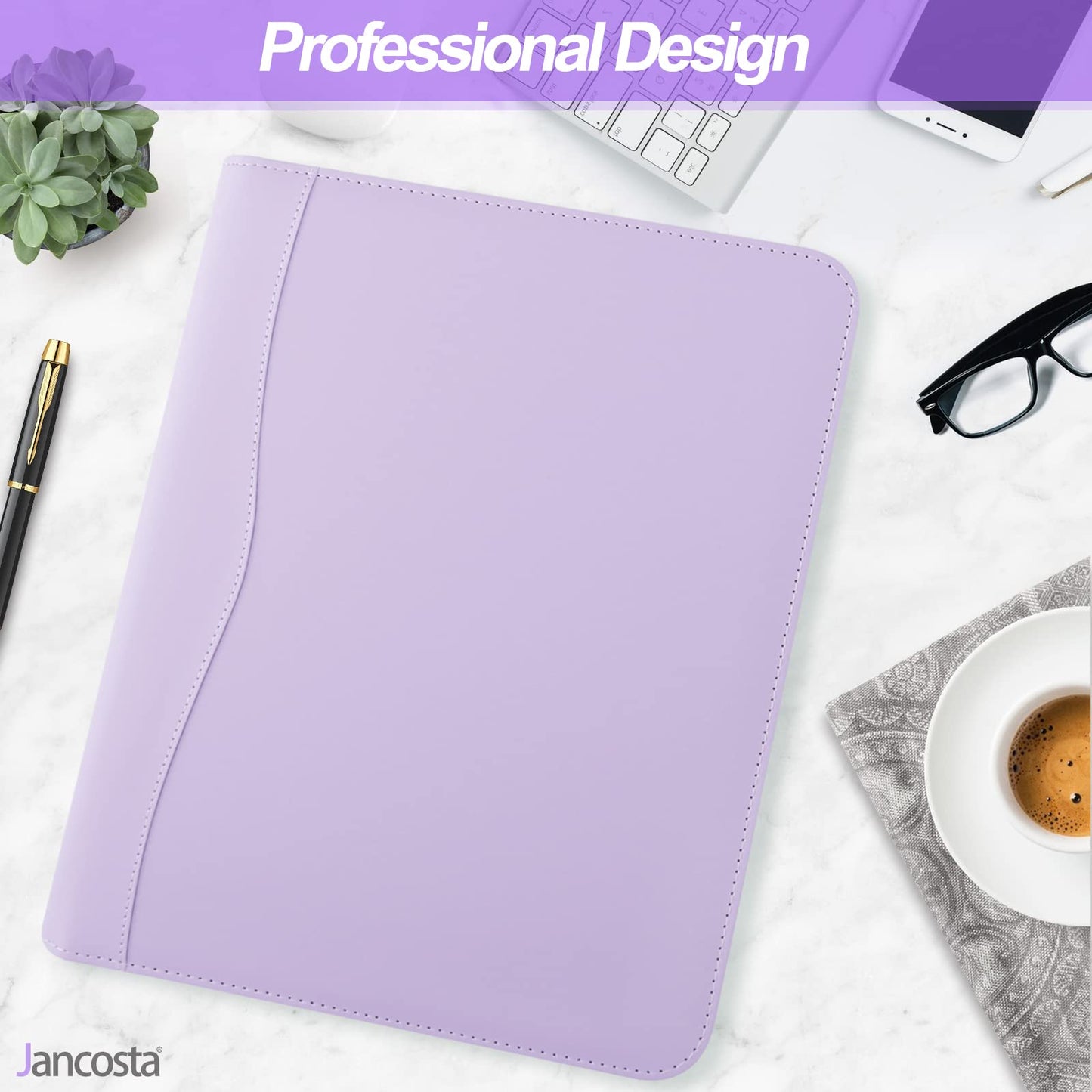 5 Pack Business Padfolio Portfolio Binder, Faux Leather Folio Folder, Resume Legal Document Organizer with Letter Size Writing Notepads (New Lilac/Light Purple 5 Pack)