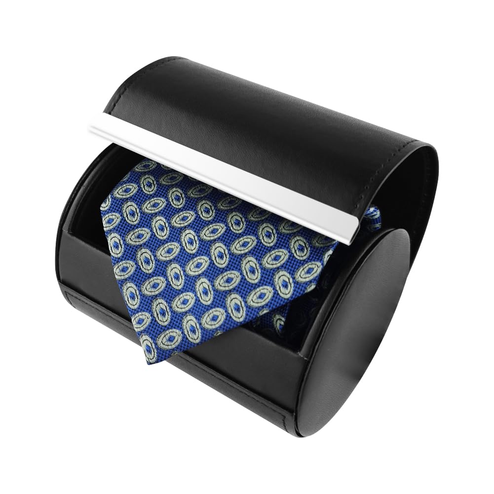 YY YEARCHY Men's Necktie Travel Case, Tie Anti-Wrinkle Organizer Box - Formal Cylinder Shape (Black)