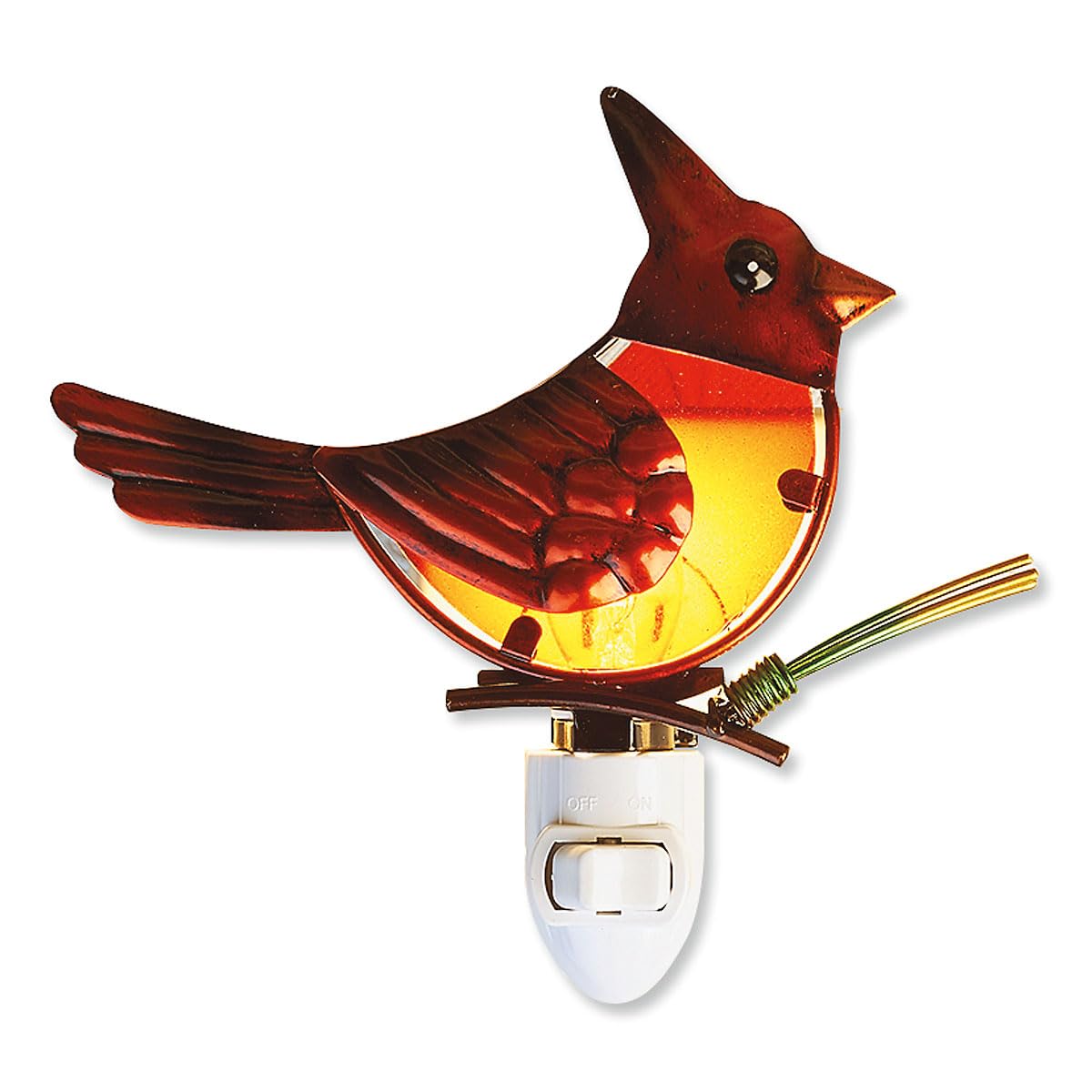 Current Cardinal Christmas Night Light - Holiday Plug Into Wall Nightlight, 5" Tall Stained Glass, Holiday Decorations, Christmas Home Décor