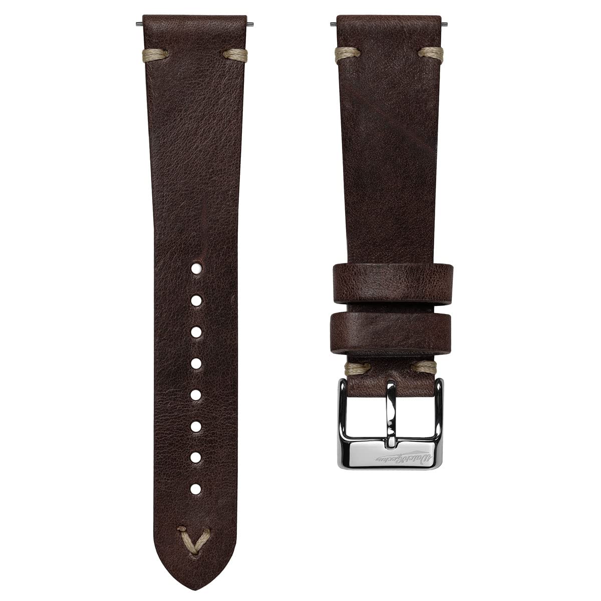 WatchGecko Vintage Simple Handmade Certified Genuine Italian Leather Replacement Watch Strap. Stylish and Durable Mens Wristwatch Strap. Simple double stitching. Easy to fit. Chocolate Brown, 20 mm