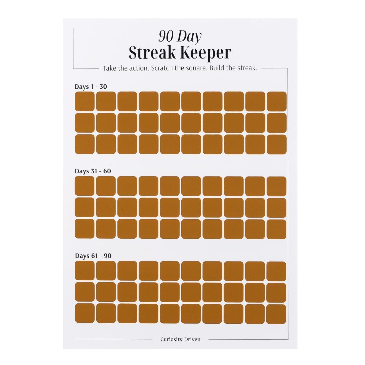 90 Day Scratch Off Habit Tracker (11.7" x 16.5") | Daily Streak Keeper & Goal Tracker with Motivational Prompts – Morning Routine & Productivity Chart for Adults