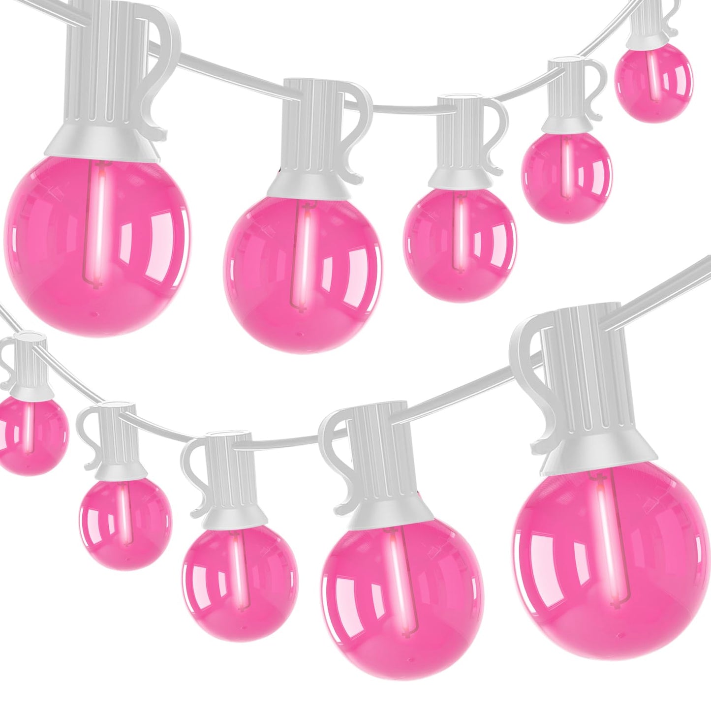 50Ft Valentine's Day Outdoor String Lights, G40 Valentines Day Decorations Lights with 27 LED Pink Shatterproof Bulbs(2 Spare), Hanging Globe Patio Lights for Outside Party Wedding Porch Backyard
