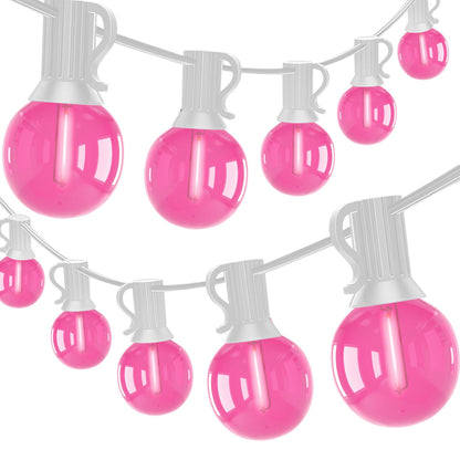 50Ft Valentine's Day Outdoor String Lights, G40 Valentines Day Decorations Lights with 27 LED Pink Shatterproof Bulbs(2 Spare), Hanging Globe Patio Lights for Outside Party Wedding Porch Backyard