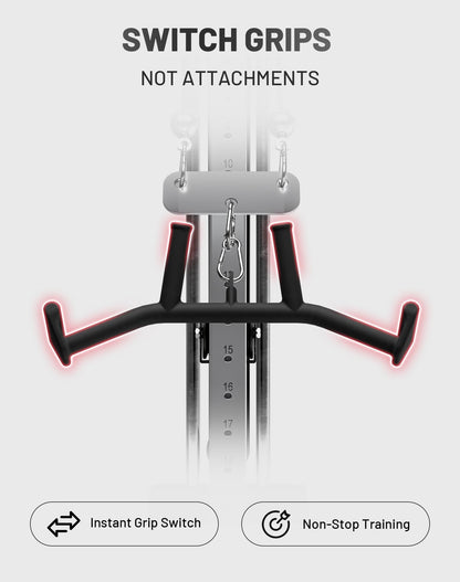 Mikolo 2-in-1 Lat Pulldown Bar, Narrow and Wide Grip Lat Pull Down Attachments for Home Gym,Neutral Grip Cable Machine Attachments for Back and Upper Body Training