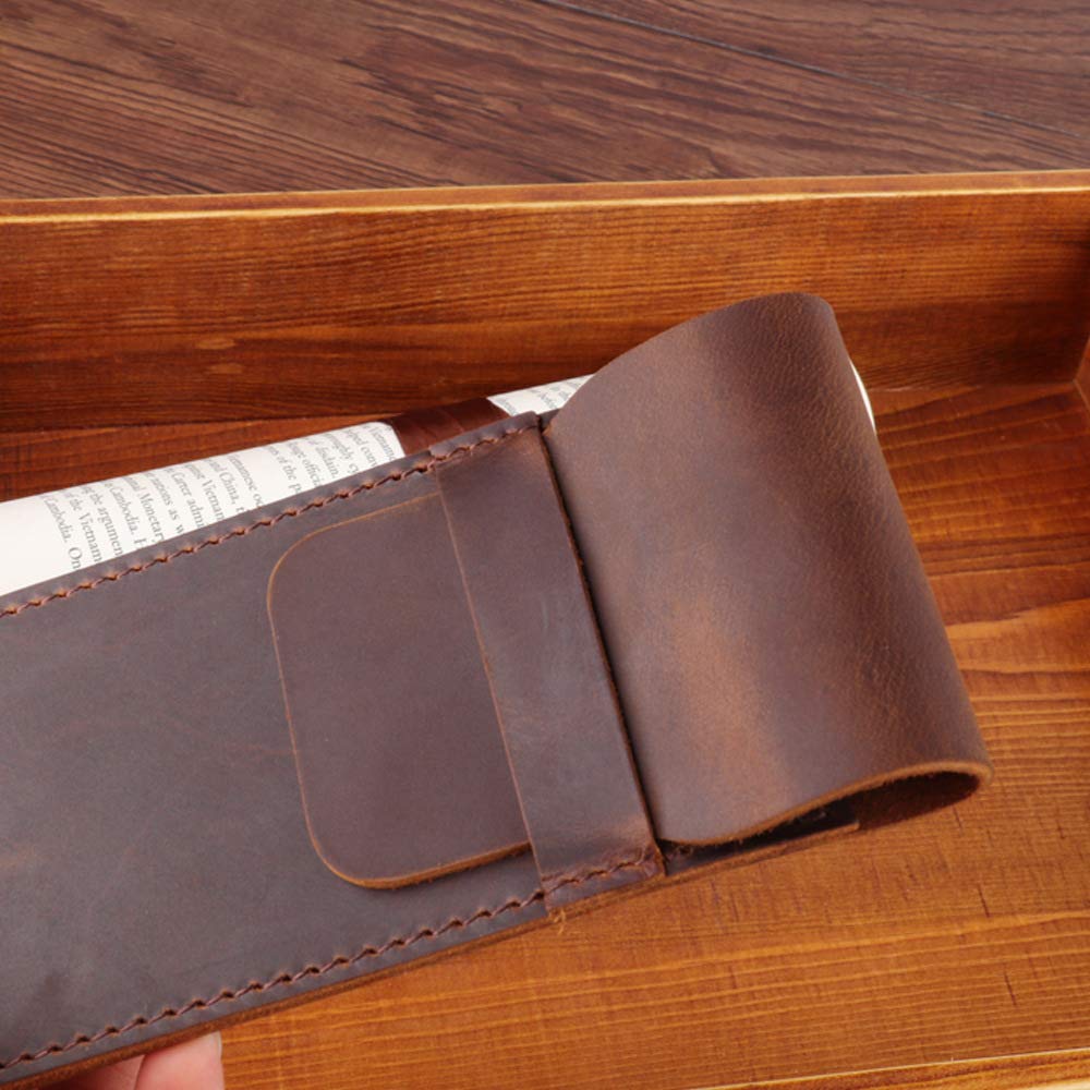 Daimay Leather Pen Case Holder Handmade Fountain Multi Pens Pouch Crazy Horse Leather Pen Protective Sleeve Cover – Black
