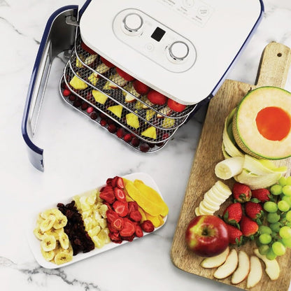 NESCO FD‑41B Snackmaster Food Dehydrator for Easy Home Snacks, Simple Blue Countertop Dehydrator with 4 Trays