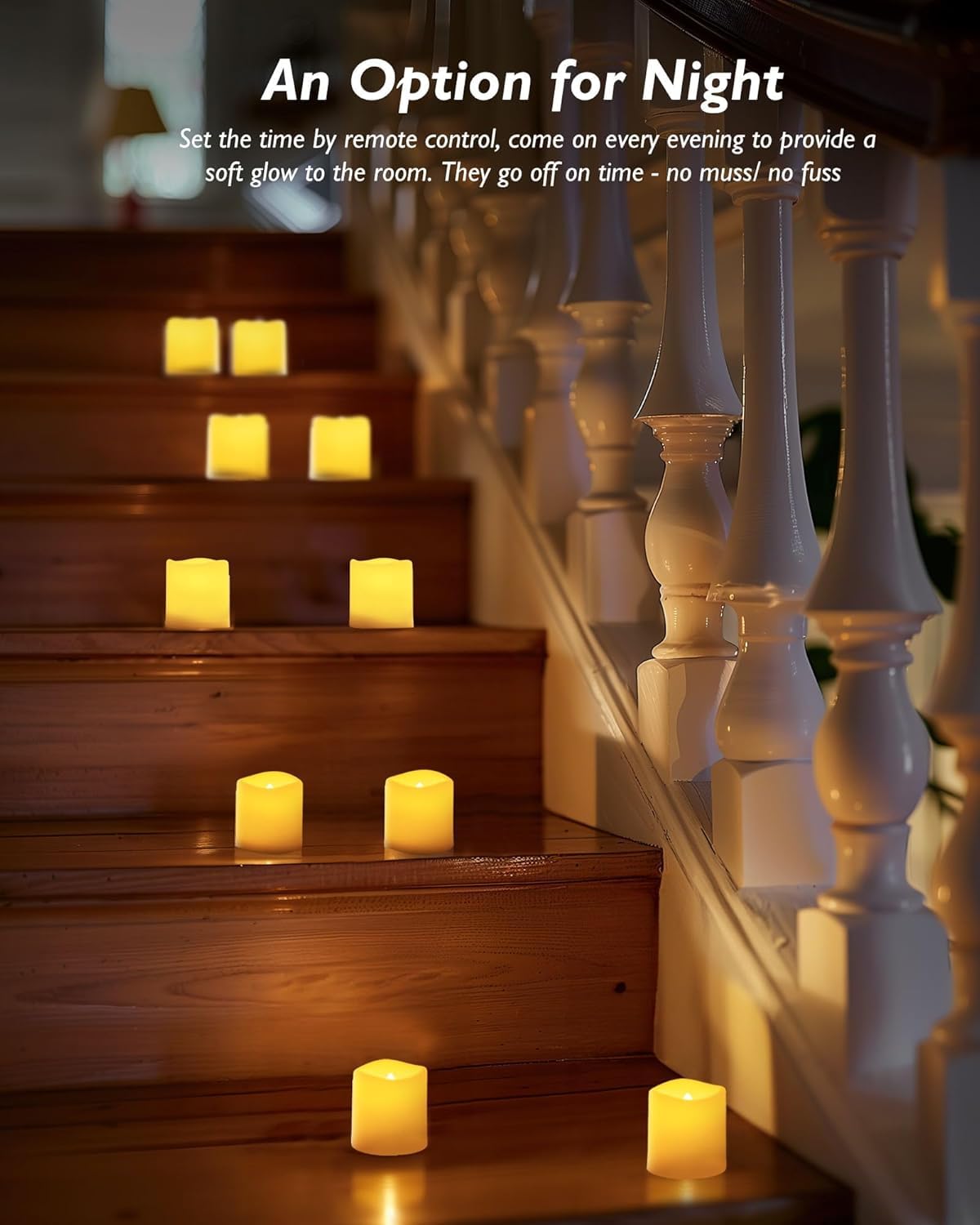 Homemory 400+ Hour Remote Control Candles, 2/4/6/8H Timer LED Votive Candles, 24Pack Battery Operated Tea Lights in Warm White for Outdoor, Table, Halloween, Christmas (Batteries Included